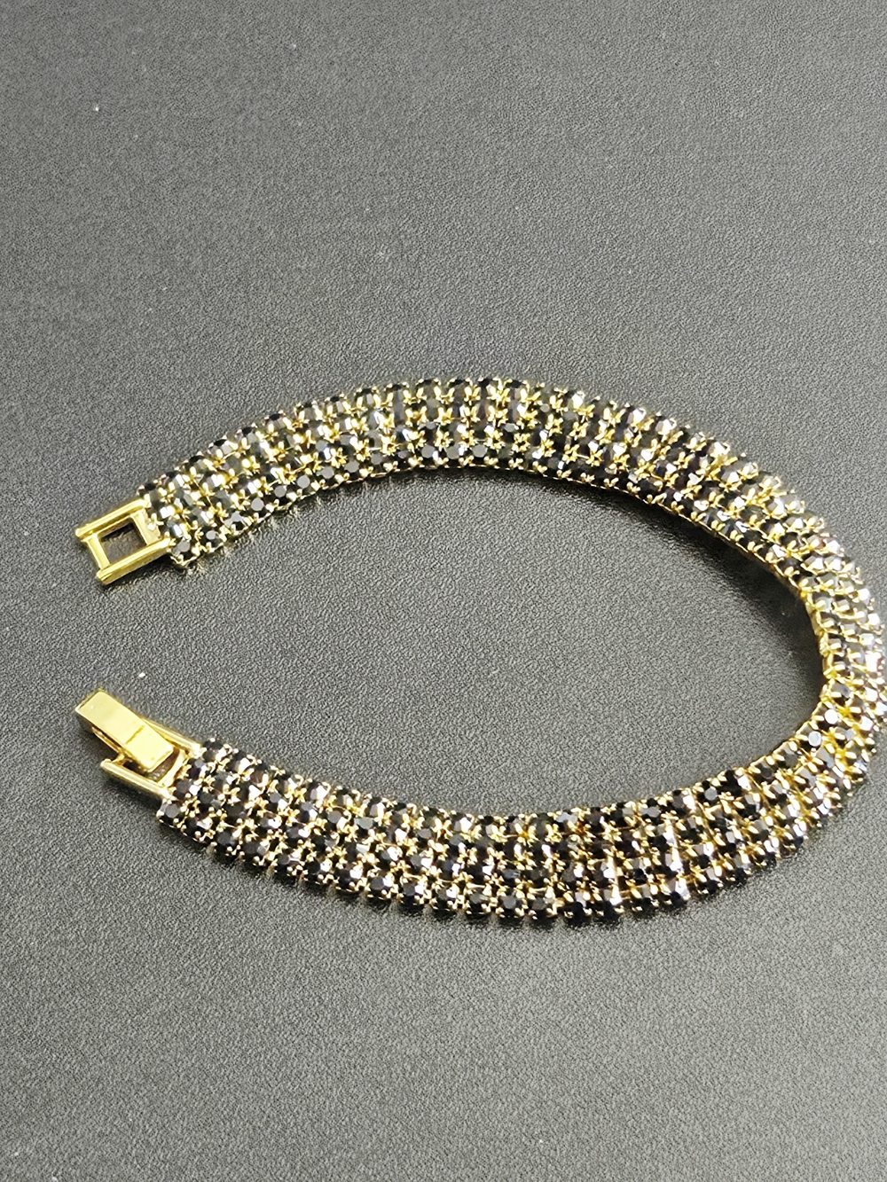 Gold-Tone Bracelet with Black Crystals - Women Jewelry